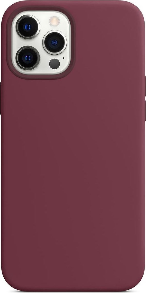 Mobigear Hoesje geschikt voor Apple iPhone 12 Siliconen MagSafe Telefoonhoesje | Mobigear Rubber Touch Backcover | Geschikt voor MagSafe | Geschikt voor Draadloos Opladen met Magnetische Ring | Geschikt voor MagSafe Case - Bordeaux Rood