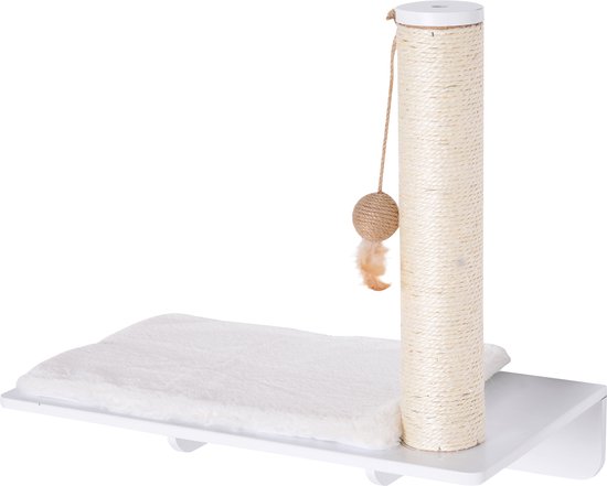 PawHut Klimboom Kattenboom Krabpaal Met Sisal Paal Pluchen Hangmat Spaanplaat Grijs 50 X 36 70 Cm 549960414