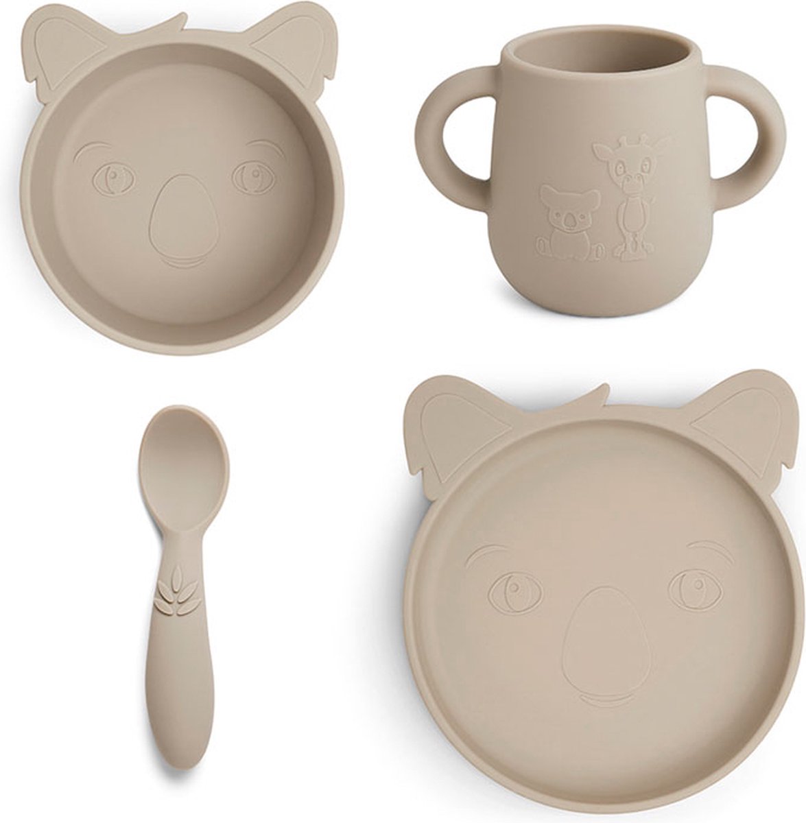 Goedkoopste Nuuroo Siliconen eetsetje 4-delig Lykke koala - cobblestone