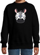 Cartoon zebra trui zwart voor jongens en meisjes - Kinderkleding / dieren sweaters kinderen 152/164