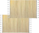 Set van 8x stuks placemats grijs met franjes - bamboe - 45 x 30 - Tafel onderleggers