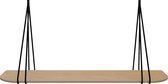 Leren split-plankdragers - Handles and more® - 100% leer - ZWART - set van 2 / excl. plank (leren plankdragers - plankdragers banden - leren plank banden)