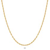 Twice As Nice Halsketting in goudkleurig edelstaal, dubbele getorste ketting  47 cm+5 cm
