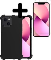 Hoes voor iPhone 13 Hoesje Zwart Met Screenprotector Shockproof - Hoes voor iPhone 13 Case - Shockproof Hoes voor iPhone 13 Hoes Met Screenprotector - Zwart