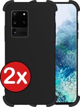 Samsung S20 Plus Hoesje Zwart Siliconen Shockproof Case Met 2x Screenprotector - Samsung Galaxy S20 Plus Hoes Shock Proof Cover Met 2x Screenprotector - Zwart