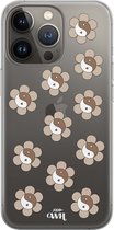 YinYang Flowers Nude - Transparant hoesje geschikt voor iPhone 13 Pro hoesje transparant - Shockproof case met emoji YinYang geschikt voor Apple iPhone 13 Pro - Doorzichtig hoesje