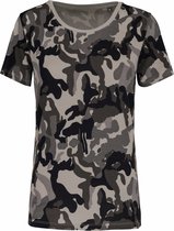 Dames T-shirt camouflage Grijs, korte mouwen, maat 3XL, K3031