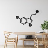 Wanddecoratie |Serotonine Molecuul /Serotonin Molecule decor | Metal - Wall Art | Muurdecoratie | Woonkamer |Zwart| 60x42cm