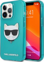 iPhone 13 Pro Max Backcase hoesje - Karl Lagerfeld - Poezen Blauw - TPU (Zacht)