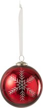 J-Line Kerstbal Glas Rood Large - 6 stuks