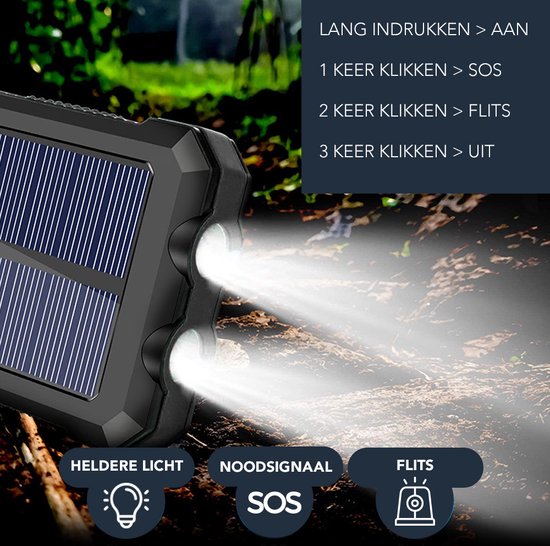 Achaté Solar Powerbank 30000 mAh - Solar Charger met 2 USB Poorten - Waterdicht en Stofbestendig
