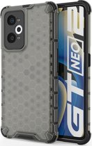 Realme GT Neo2 Hoesje - Mobigear - Honeycomb Serie - Hard Kunststof Backcover - Zwart - Hoesje Geschikt Voor Realme GT Neo2