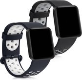 kwmobile 2x armband voor Xiaomi Mi Watch Lite / Redmi Watch - Bandjes voor fitnesstracker in zwart / grijs / blauw / wit