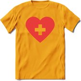 Valentijn Hart T-Shirt | Grappig Valentijnsdag Cadeautje voor Hem en Haar | Dames - Heren - Unisex | Kleding Cadeau | - Geel - 3XL