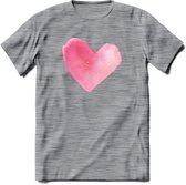 Valentijn Pastel waterverf Hart T-Shirt | Grappig Valentijnsdag Cadeautje voor Hem en Haar | Dames - Heren - Unisex | Kleding Cadeau | - Donker Grijs - Gemaleerd - XL