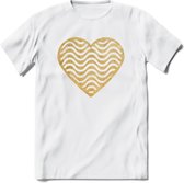 Valentijn Goud Hart T-Shirt | Grappig Valentijnsdag Cadeautje voor Hem en Haar | Dames - Heren - Unisex | Kleding Cadeau | - Wit - XXL