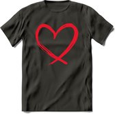 Valentijn Hart T-Shirt | Grappig Valentijnsdag Cadeautje voor Hem en Haar | Dames - Heren - Unisex | Kleding Cadeau | - Donker Grijs - XXL