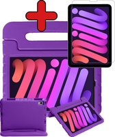 Kinderhoes Geschikt voor iPad Mini 6 Hoes Kinder Hoesje Kids Case Cover Kidsproof Met Screenprotector - Hoesje Geschikt voor iPad Mini 6 Hoesje Kinder Hoes - Paars