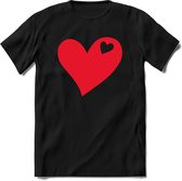 Valentijn Hart T-Shirt | Grappig Valentijnsdag Cadeautje voor Hem en Haar | Dames - Heren - Unisex | Kleding Cadeau | - Zwart - L