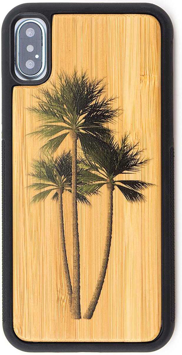 Apple iPhone X/10 Hoesje - Reveal - Bamboo Serie - Hout Backcover - Palm Tree - Hoesje Geschikt Voor Apple iPhone X/10
