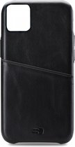 Apple iPhone 12 Mini Hoesje - Senza - Pure Cardslot Serie - Echt Leer Backcover - Deep Black - Hoesje Geschikt Voor Apple iPhone 12 Mini