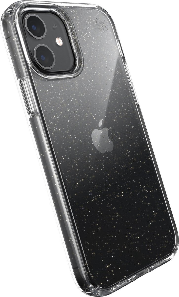 Apple iPhone 12 Hoesje - Speck - Presidio Perfect Clear Glitter Serie - Hard Kunststof Backcover - Transparant / Goud - Hoesje Geschikt Voor Apple iPhone 12
