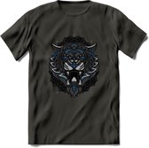 Tijger - Dieren Mandala T-Shirt | Blauw | Grappig Verjaardag Zentangle Dierenkop Cadeau Shirt | Dames - Heren - Unisex | Wildlife Tshirt Kleding Kado | - Donker Grijs - XXL