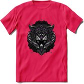 Tijger - Dieren Mandala T-Shirt | Paars | Grappig Verjaardag Zentangle Dierenkop Cadeau Shirt | Dames - Heren - Unisex | Wildlife Tshirt Kleding Kado | - Roze - XL