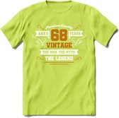 68 Jaar Legend T-Shirt | Goud - Wit | Grappig Verjaardag en Feest Cadeau Shirt | Dames - Heren - Unisex | Tshirt Kleding Kado | - Groen - XXL
