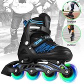 Verstelbare Inline Skates Kinderen Meisjes Jongens Rolschaatsen Met Verlichtend Wiel Zwart Blauw L