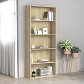 Decoways - Boekenkast met 5 schappen 80x30x189 cm spaanplaat sonoma eiken