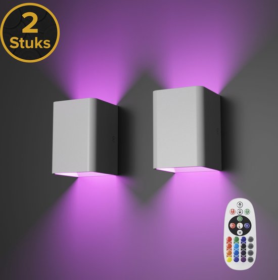 Realight RGB Wandlamp dimbaar 4 stuks Zwart - Nancy Homestore