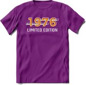 1976 Limited Edition T-Shirt | Goud - Zilver | Grappig Verjaardag en Feest Cadeau Shirt | Dames - Heren - Unisex | Tshirt Kleding Kado | - Paars - S