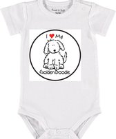 Baby Rompertje met tekst 'Goldendoodle 2' | Korte mouw l | wit zwart | maat 62/68 | cadeau | Kraamcadeau | Kraamkado