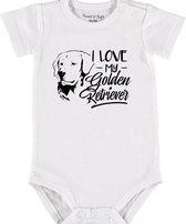Baby Rompertje met tekst 'Golden retriever' |Korte mouw l | wit zwart | maat 50/56 | cadeau | Kraamcadeau | Kraamkado