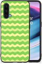 TPU Back Cover OnePlus Nord CE 5G Smartphone Hoesje met Zwarte rand Waves Green