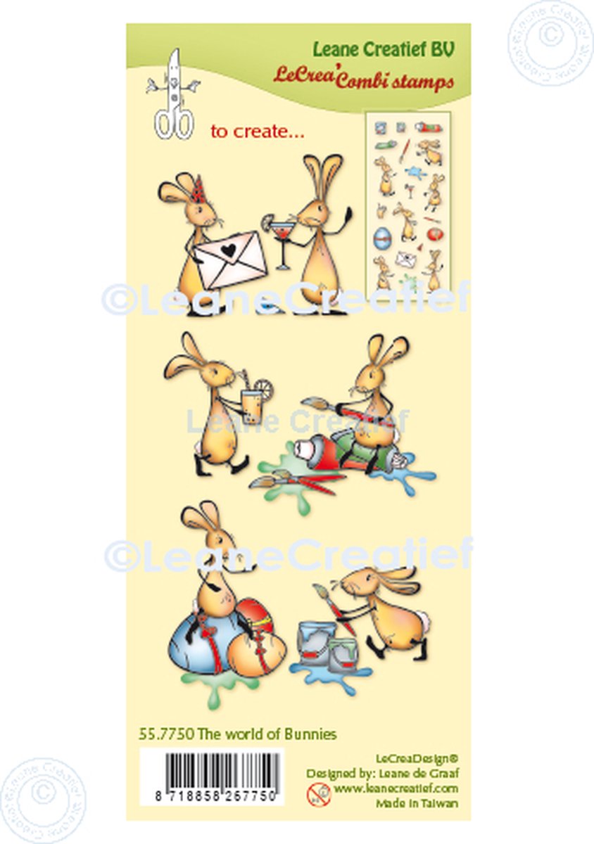 LeCrea - Clear stamp combi Wereld v. konijntjes 55.7750 (01-22)