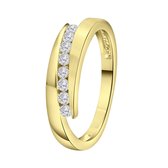 Lucardi Dames Goldplated ring mat/glans met zirkonia - Ring - Cadeau - Moederdag - Echt Zilver - Goudkleurig