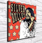 Bob Seger Pop Art Canvas - 90 x 90 cm - Canvasprint - Op dennenhouten kader - Geprint Schilderij - Popart Wanddecoratie