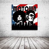 Motown Pop Art Poster in lijst - 90 x 90 cm en 2 cm dik - Fotopapier Mat 180 gr Framed - Popart Wanddecoratie inclusief lijst