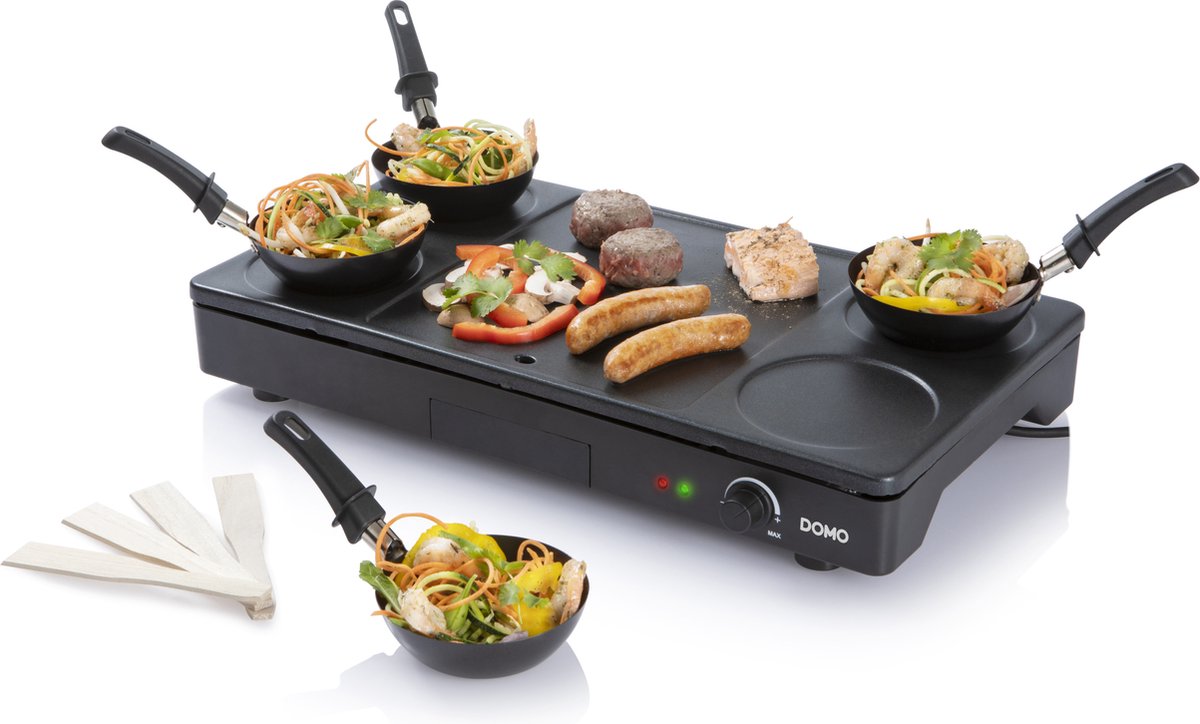 Domo DO8712W - Wokset - Partyset met grill - 4 pannetjes