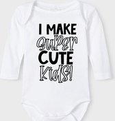 Baby Rompertje met tekst 'I make super cute kids' | Lange mouw l | wit zwart | maat 62/68 | cadeau | Kraamcadeau | Kraamkado