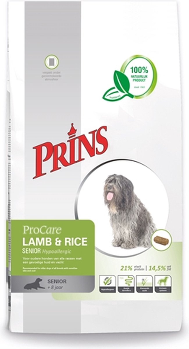 Prins Prins ProCare Lam en Rijst Hypoallergic Senior 15 kg - Hond