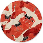 Wandcirkel Kraanvogels - 45 cm - Forex - Schilderij Dieren