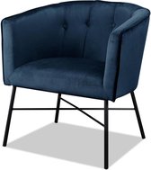 KY Design® Farenheit Fauteuil - Blauw Fluweel - Eetkamerstoel -  Extra soft touch - Comfortstoel