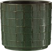 J-Line Bloempot Vierkant Keramiek Groen Large Set van 2 stuks