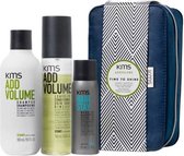 KMS Addvolume Set - shampoo 300 ml + leave-in conditioner 150 ml + haarlak 75 ml + toilettas