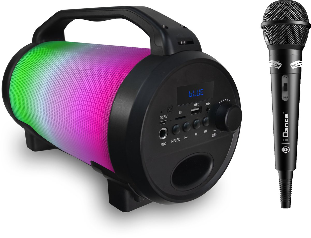 voorraad oorsprong Ongeautoriseerd iDance CYCLONE400BK Karaoke Set - Bluetooth Party Speaker met Disco  LED-Verlichting -... | bol.com