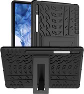 Hoes Geschikt voor Samsung Galaxy Tab S8 - 11 inch - Rugged Heavy Backcover Hoes met standaard - Zwart