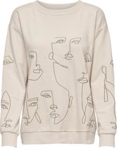 Only Trui Onlgiles L/s O-neck Face Line Swt 15255005 Pumice Stone/faces Dames Maat - S